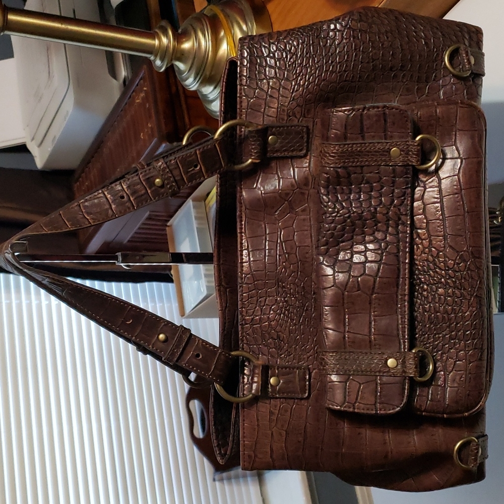Brown Reptile Print Handbag